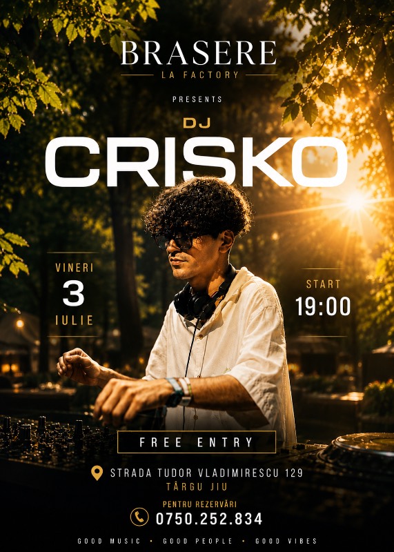 DJ CRISKO | Sunset Session @ Brasere La Factory la Gorj, Targu-Jiu - Biletfy