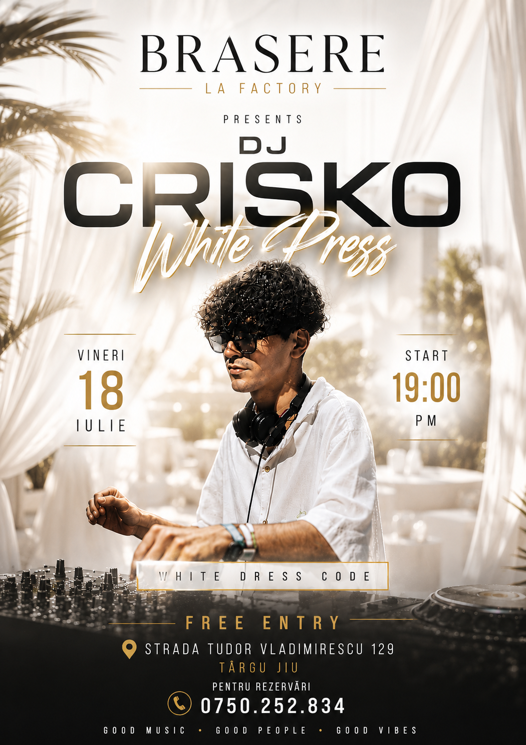 DJ CRISKO – White Party @ Brasere La Factory la Gorj, Targu-Jiu - Biletfy