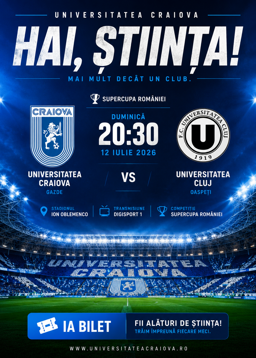 Universitatea Craiova vs Dinamo București la Stadionul Ion Oblemenco, Craiova - Biletfy